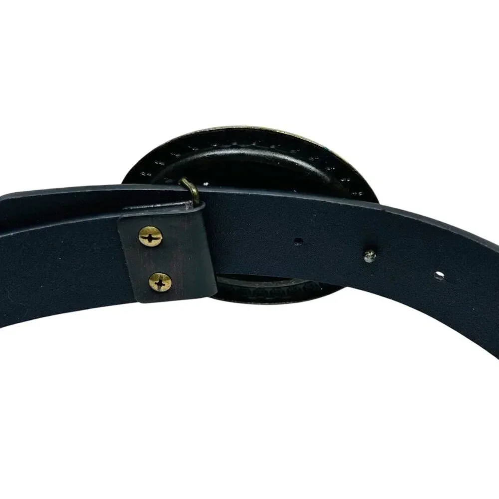 Kids Belt Faux Leather Turquoise Silver Buckle Detail